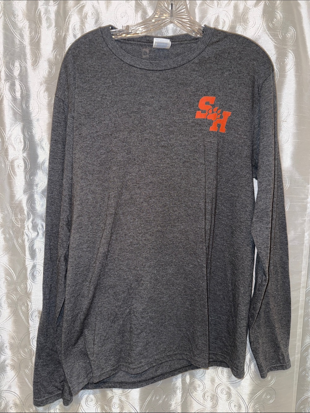 Sam Houston Bearkats Charcoal Gray Long Sleeve Tee w/Logo Adult Size Medium 🔥G10